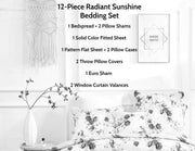 DaDa Bedding Bed in a Bag Bundle Set - Radiant Sunshine Yellow Hummingbirds Floral Bedding Set (JHW-925) - DaDa Bedding Collection