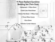 DaDa Bedding Bed in a Bag Bundle Set - Radiant Sunshine Yellow Hummingbirds Floral Bedding Set (JHW-925) - DaDa Bedding Collection
