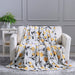 DaDa Bedding Soft Lightweight Fleece Throw Blanket, Yellow Fleur Floral Golden Orange Silver/Grey Background (XY1011) - DaDa Bedding Collection