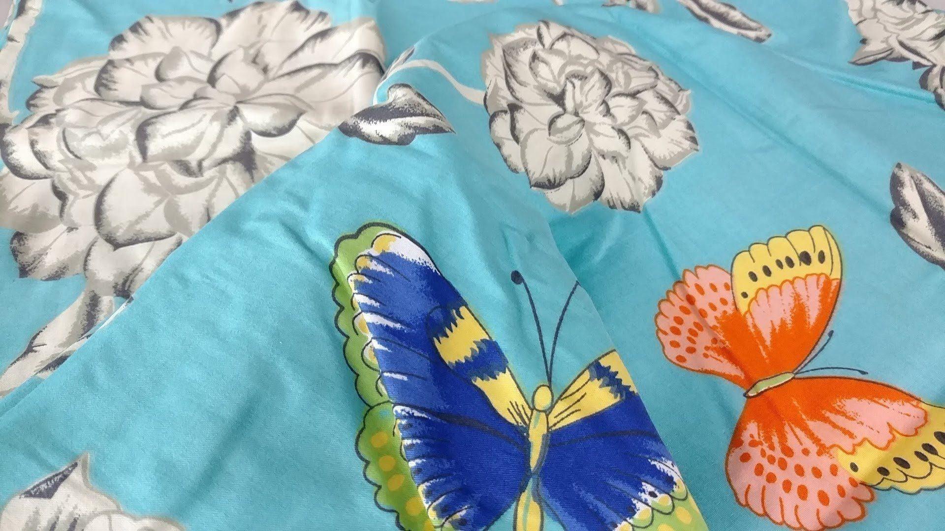 Tache 2-3 PC Cotton Butterfly Wonderland Blue Floral Colorful Girly Flat Sheet Set - DaDa Bedding Collection