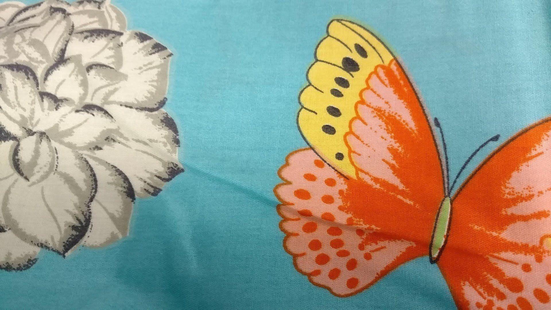 Tache 2-3 PC Cotton Butterfly Wonderland Blue Floral Colorful Girly Flat Sheet Set - DaDa Bedding Collection