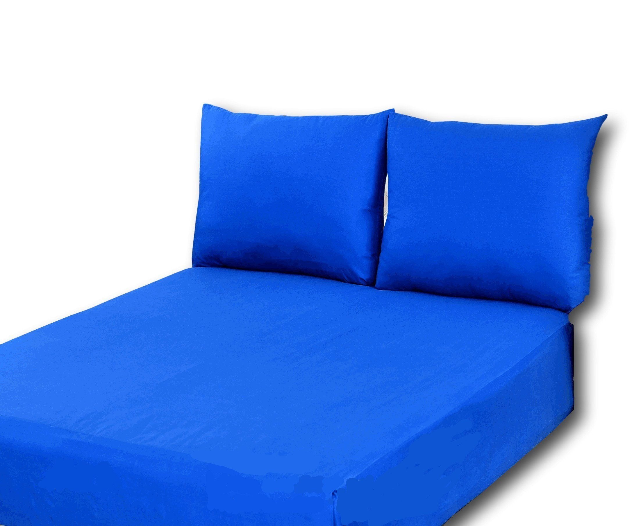 Tache 2 to 3 PC Cotton Solid Deep Blue Bed Sheet set (Fitted Sheet) - DaDa Bedding Collection