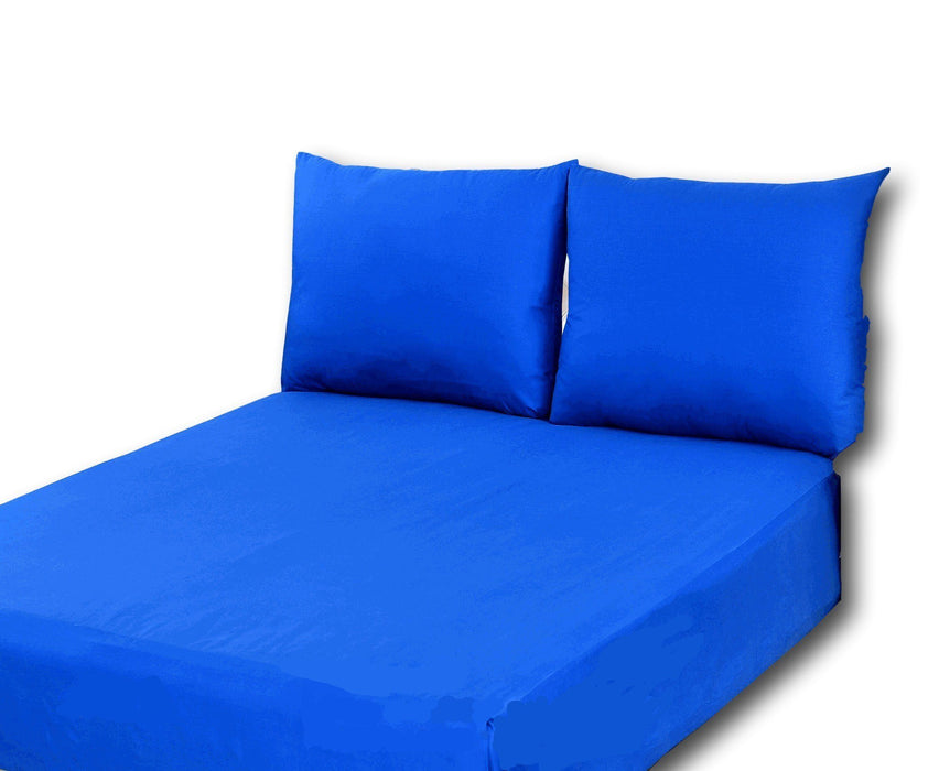 Bed Sheet - Tache 2 to 3 PC Cotton Solid Deep Blue Bed Sheet set (Fitted Sheet) - DaDa Bedding Collection