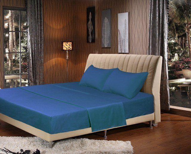 Bed Sheet - Tache 3-4 Piece Solid Ocean Blue Sheet Set - DaDa Bedding Collection