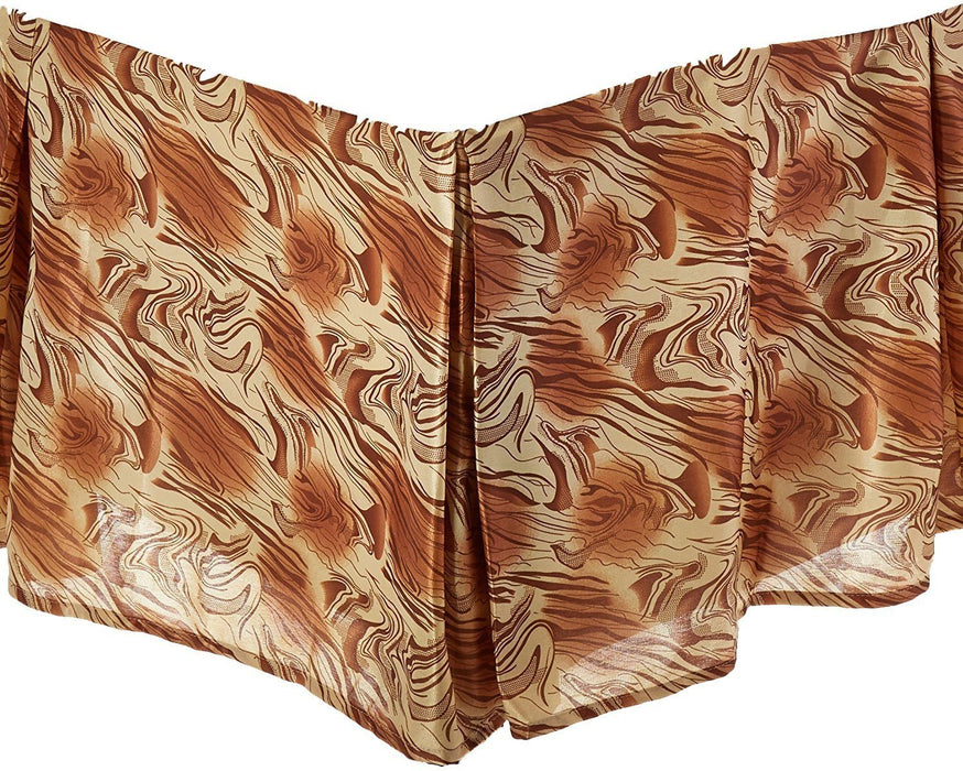 BEDDING ACCESSORIES - DaDa Bedding Floral Gold & Bronze Brown Dust Ruffle Pleated Bed Skirt - 14" Drop  (BS-BM6169L-1) - DaDa Bedding Collection