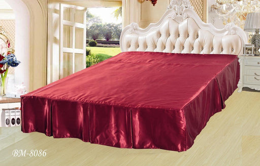 DaDa Bedding Sangria Ruby Red Dust Ruffle Pleated Bed Skirt - 14" Drop - Cal King (BS-BM8086) - DaDa Bedding Collection