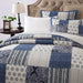 BEDSPREAD - DaDa Bedding Bohemian Denim Blue Elegance Patchwork Cotton Bedspread Set (JHW-660) - DaDa Bedding Collection