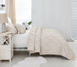DaDa Bedding Soft Charming French Country Ruffles Quilted Cotton Bedspread Set - Ivory Cream Tan (JHW873) - DaDa Bedding Collection