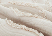 DaDa Bedding Soft Charming French Country Ruffles Quilted Cotton Bedspread Set - Ivory Cream Tan (JHW873) - DaDa Bedding Collection