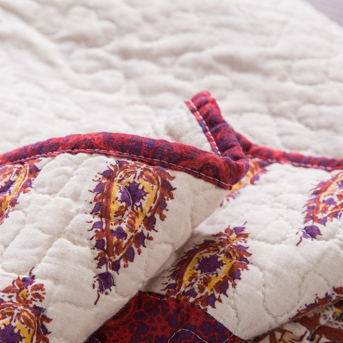 DaDa Bedding Bohemian Moroccan Tear Drop Rubies Paisley Cotton Bedspread Set (JHW-653) - DaDa Bedding Collection