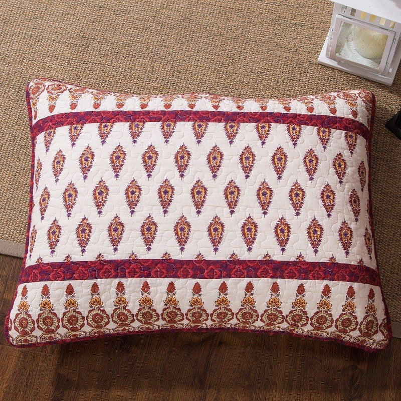 DaDa Bedding Bohemian Moroccan Tear Drop Rubies Paisley Cotton Bedspread Set (JHW-653) - DaDa Bedding Collection