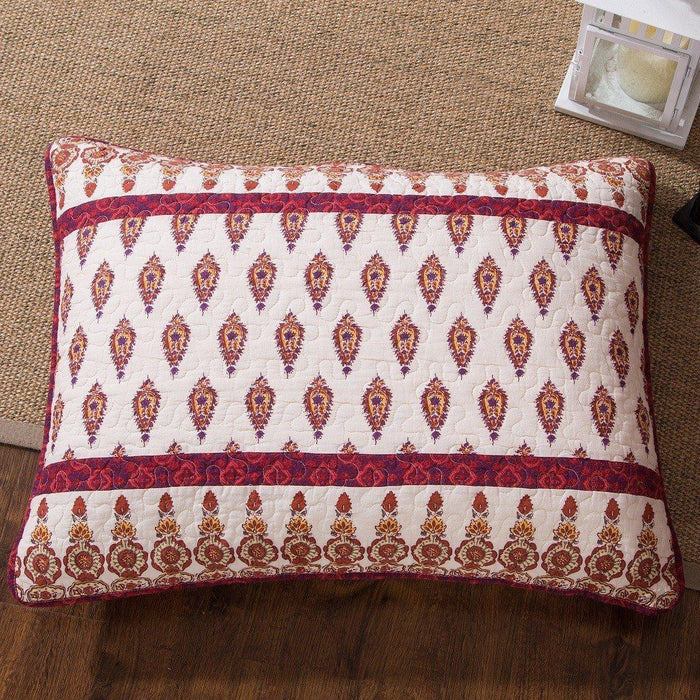DaDa Bedding Bohemian Moroccan Tear Drop Rubies Paisley Cotton Bedspread Set (JHW-653) - DaDa Bedding Collection