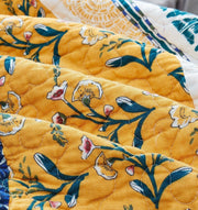 DaDa Bedding Bohemian Patchwork Bed of Wild Flowers Floral Gardenia Green Bedspread Set (JHW-886) - DaDa Bedding Collection