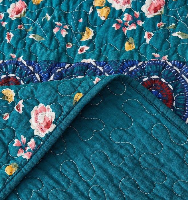 Bedspread - DaDa Bedding Bohemian Patchwork Bed of Wild Flowers Floral Garden Bedspread Set (JHW-886) - DaDa Bedding Collection