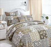 DaDa Bedding Bohemian Olive Brown Moroccan Paisley Floral Filigree Patchwork Cotton Bedspread Set (JHW-885) - DaDa Bedding Collection