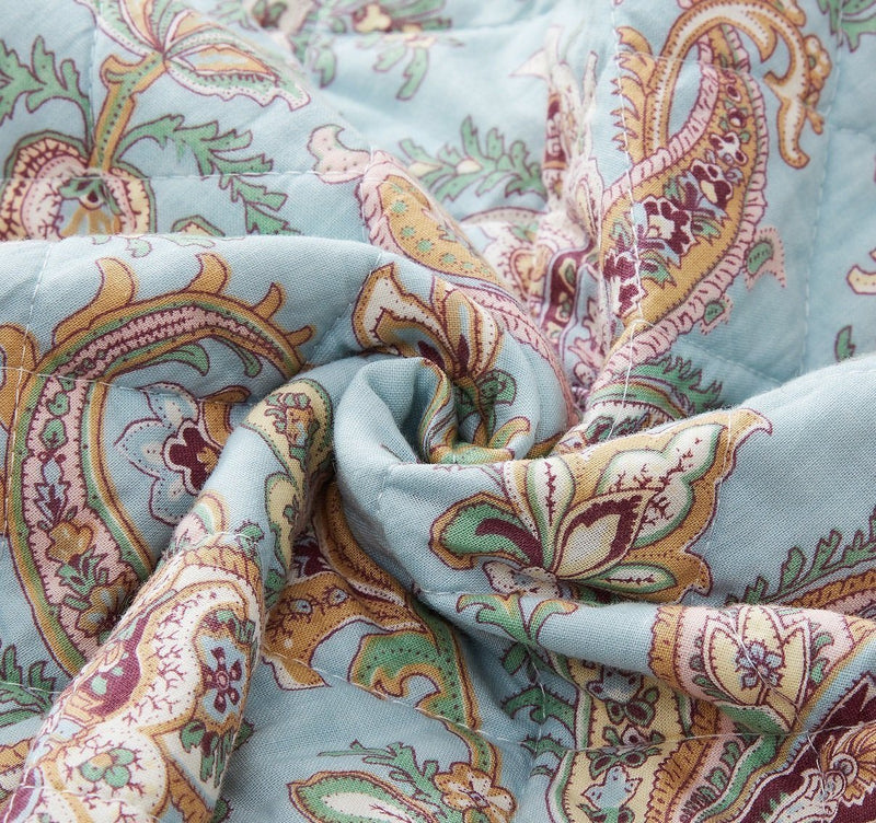 DaDa Bedding Bohemian Burgundy Red Velvet Trim Floral Paisley Patchwork Cotton Bedspread Set (JHW-868) - DaDa Bedding Collection