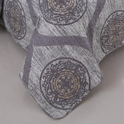 DaDa Bedding Rustic Grey Mosaic Distressed Medallion Reversible Quilted Bedspread Set (SD16299) - DaDa Bedding Collection