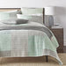 DaDa Bedding Contemporary Mint Green Grey Geometric Cotton Quilted Bedspread Set (JHW-804) - DaDa Bedding Collection