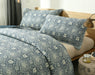 DaDa Bedding Bohemian Navy Blue Floral Medallion Quilted Bedspread Set (14932-3) - DaDa Bedding Collection