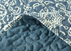 DaDa Bedding Bohemian Navy Blue Floral Medallion Quilted Bedspread Set (14932-3) - DaDa Bedding Collection