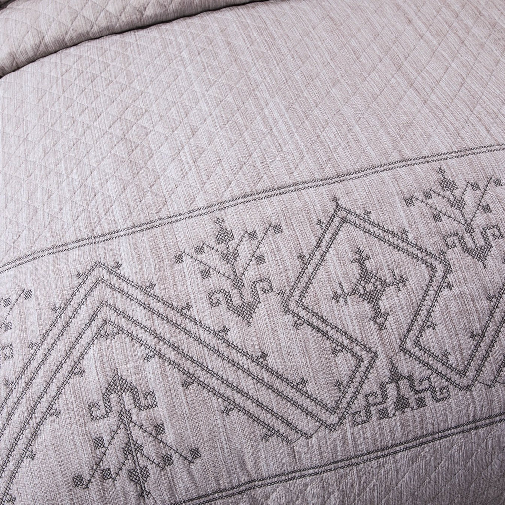 DaDa Bedding Whimsical Lavender Grey Cottage Soft Quilted Coverlet Bedspread Set (JHW866) - DaDa Bedding Collection