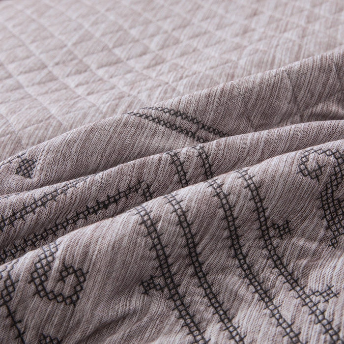 Bedspread - DaDa Bedding Elegant Fair Isle Purple Grey Yarn Dyed Quilted Coverlet Bedspread Set (JHW866) - DaDa Bedding Collection