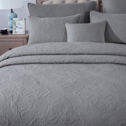 DaDa Bedding Floral Vintage Stone Wash Grey Matelassé Ash Silver Diamond Pattern Quilted Bedspread Set (JHW855) - DaDa Bedding Collection