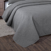 DaDa Bedding Floral Vintage Stone Wash Grey Matelassé Ash Silver Diamond Pattern Quilted Bedspread Set (JHW855) - DaDa Bedding Collection