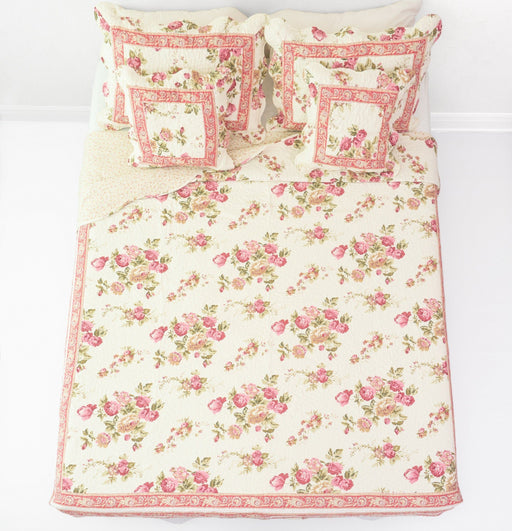 BEDSPREAD - DaDa Bedding French Country Cottage Floral Mauve Cotton Patchwork Quilted Bedspread Set (DXJ103136) - DaDa Bedding Collection