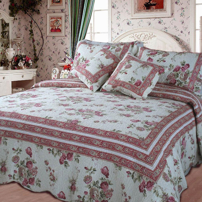 DaDa Bedding French Country Cottage Floral Mauve Cotton Patchwork Quil —  DaDalogy Bedding Collection