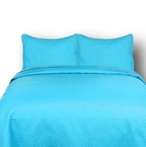 BEDSPREAD - DaDa Bedding Gentle Wave Turquoise Teal Blue Thin & Lightweight Quilted Bedspread Set (LH3000) - DaDa Bedding Collection
