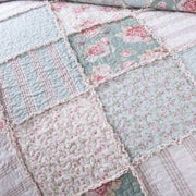 DaDa Bedding Hint of Mint Floral Pastel Cotton Patchwork Ruffle Bedspread Set (JHW-3036) - DaDa Bedding Collection