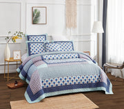 DaDa Bedding Mediterranean Blue Mint Green Patchwork Quilted Bedspread Set (JHW-884) - DaDa Bedding Collection