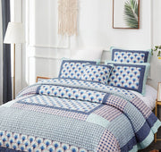 DaDa Bedding Mediterranean Blue Mint Green Patchwork Quilted Bedspread Set (JHW-884) - DaDa Bedding Collection