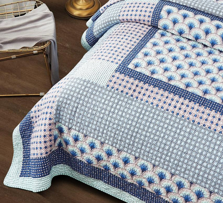 Bedspread - DaDa Bedding Mediterranean Patchwork Breezy Ocean Waves Blue Quilted Bedspread Set (JHW-884) - DaDa Bedding Collection