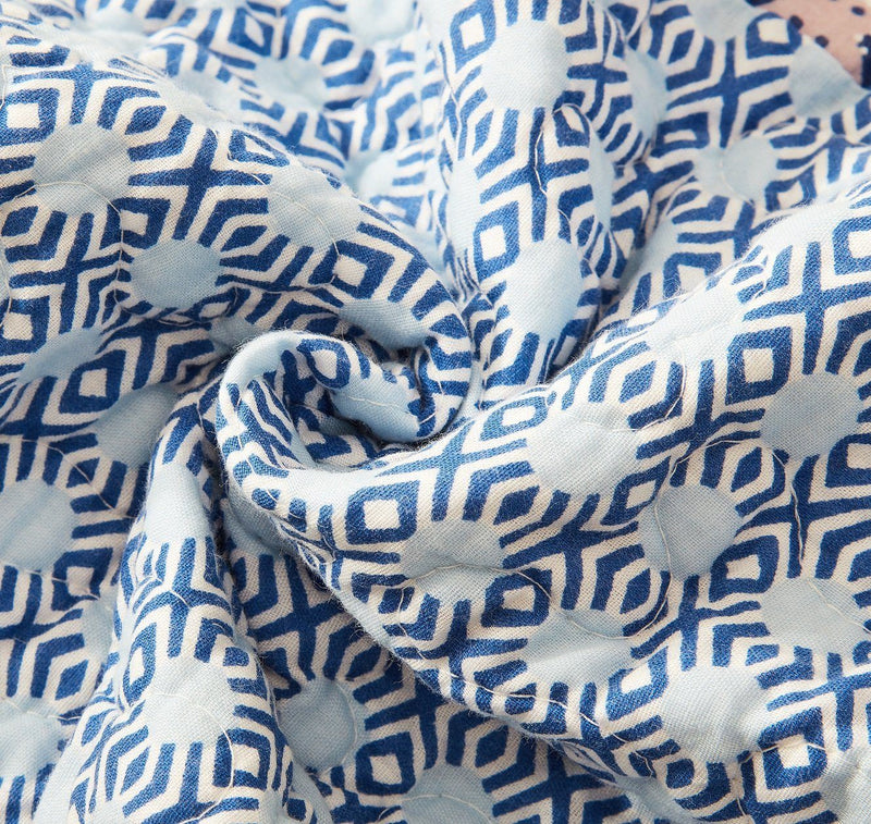 DaDa Bedding Mediterranean Blue Mint Green Patchwork Quilted Bedspread Set (JHW-884) - DaDa Bedding Collection