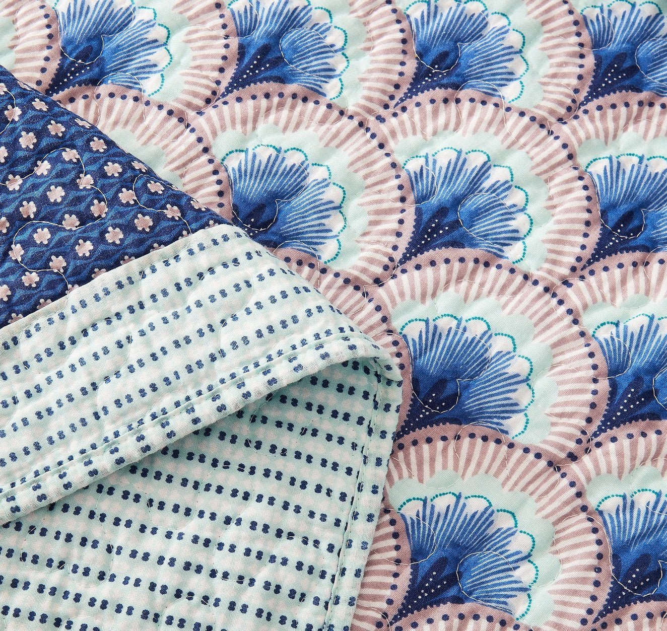 DaDa Bedding Mediterranean Blue Mint Green Patchwork Quilted Bedspread Set (JHW-884) main image 1
