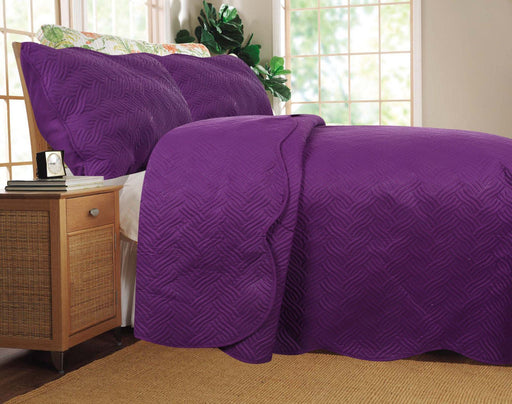 BEDSPREAD - DaDa Bedding Midnight Vineyard Purple Thin & Lightweight Quilted Bedspread Set (LH188) - DaDa Bedding Collection