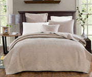 DaDa Bedding Neutral Taupe Beige Sandy Elegant Matelasse Cotton Quilted Bedspread Set (JHW-585) - DaDa Bedding Collection