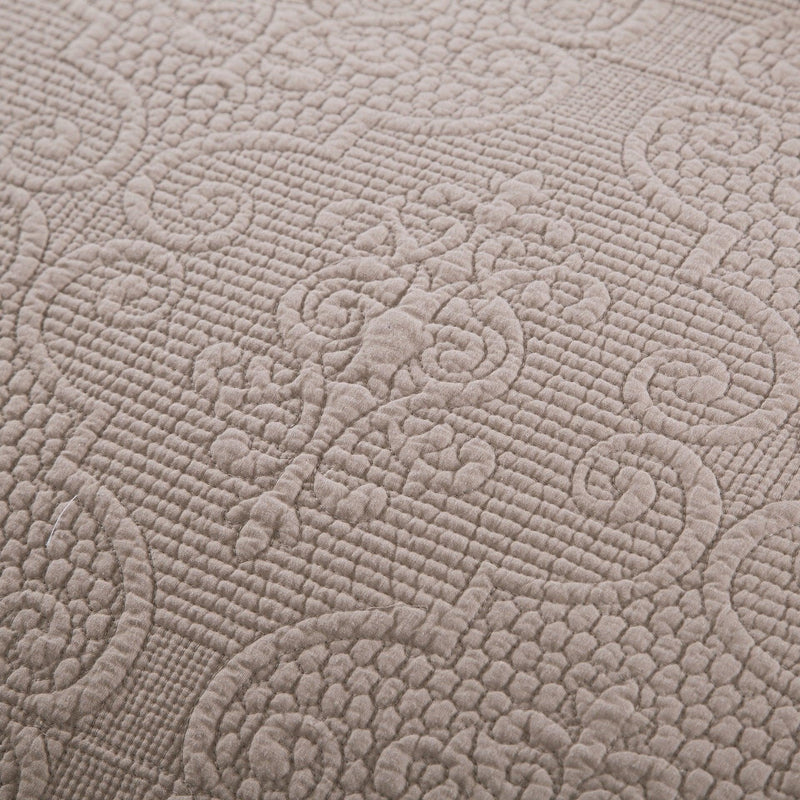 DaDa Bedding Neutral Taupe Beige Sandy Elegant Matelasse Cotton Quilted Bedspread Set (JHW-585) - DaDa Bedding Collection