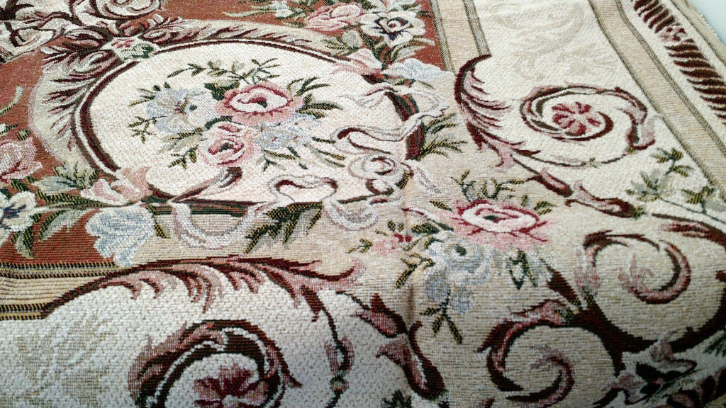 DaDa Bedding Orange & Beige Spices Victorian Floral Medallion Chenille Bedspread - Twin/Full 3-Piece Set - DaDa Bedding Collection