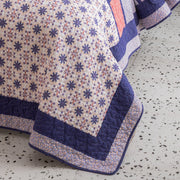 DaDa Bedding Peachy Pink Floral Blossoms Plum Purple Patchwork Quilted Bedspread Set - Designed in USA (JHW877) - DaDa Bedding Collection