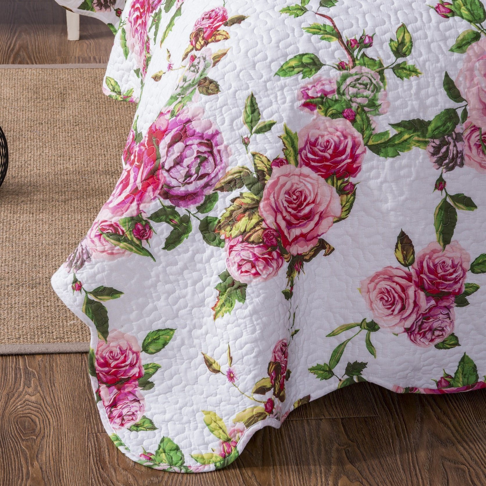 DaDa Bedding Parade of Fruit & Roses Floral Beige Square Tapestry Table Cloth (14426) main image 1