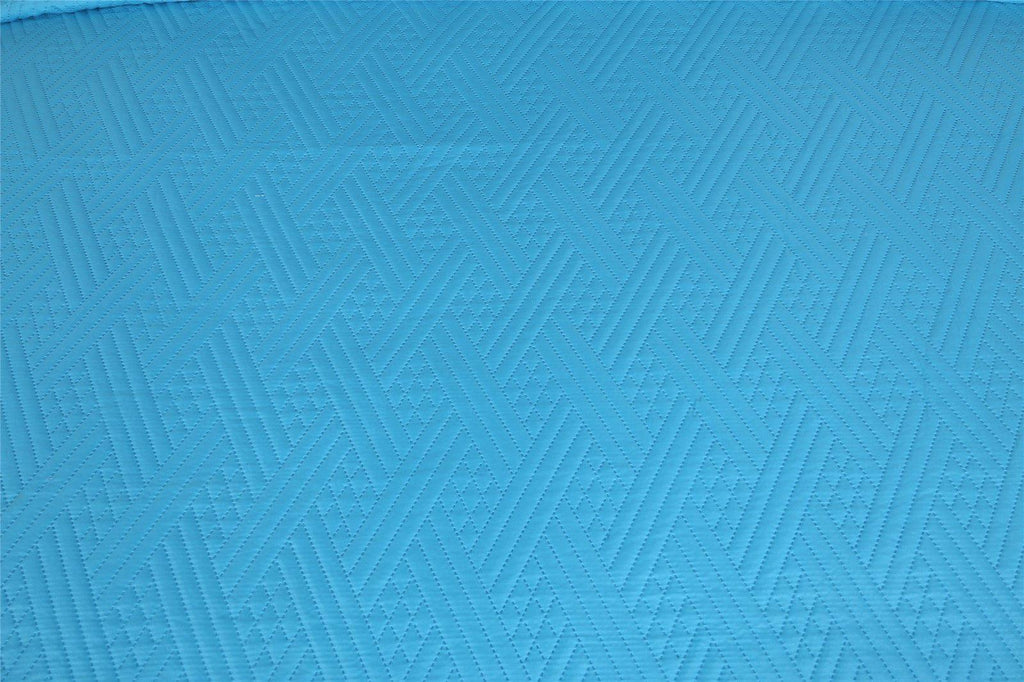 DaDa Bedding Gentle Wave Turquoise Teal Blue Lagoon Lightweight Quilted Bedspread Set (LH3000) - DaDa Bedding Collection