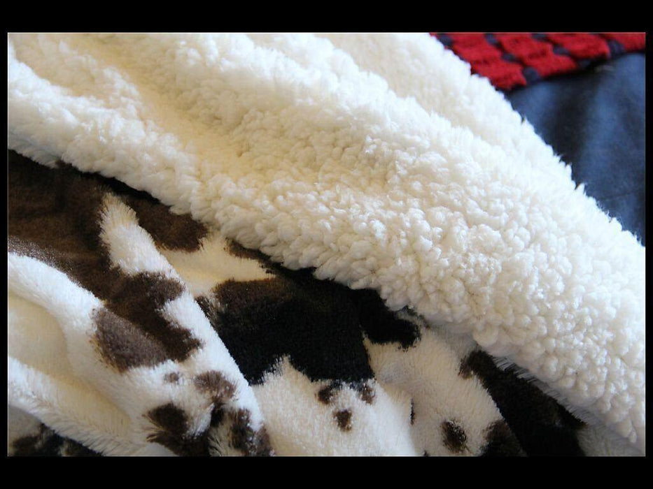 DaDa Bedding Luxury Cow Hide Skin Farm Animal Sherpa Fleece Soft Warm Throw Twin Blanket - DaDa Bedding Collection