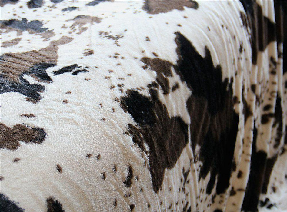 DaDa Bedding Luxury Cow Hide Skin Farm Animal Sherpa Fleece Soft Warm Throw Twin Blanket - DaDa Bedding Collection