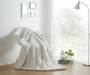 DaDa Bedding Luxury White Roses Fluffy Soft Sherpa Backside Faux Fur Throw Blanket (K11) - DaDa Bedding Collection