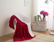 DaDa Bedding Luxury Romantic Red Lovely Hearts Dreamy Plush Faux Fur Throw Blanket (19) - DaDa Bedding Collection