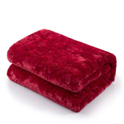 Blanket/ Throw - DaDa Bedding Luxury Hearts in Love Plush Faux Fur Sherpa Fleece Throw Blanket, Pomegranate Red (19) - DaDa Bedding Collection