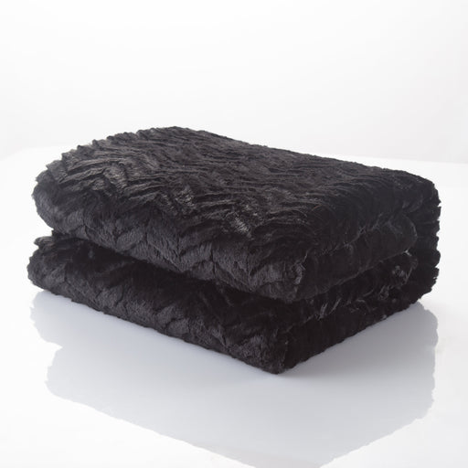 DaDa Bedding Luxury Midnight Black Sherpa Backside Faux Fur Throw Blanket (3) - DaDa Bedding Collection